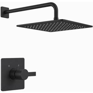 Replacement for Delta 13/14 Series Shower Trim Kit, Compatible with Delta R10000 Shower Faucet Set, Black Shower Head and Handle Set, Matte Black (Cartridge and Valve Not Included)