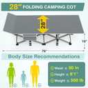 ZENPETIO 28In Folding Camping Cot for Adult, Portable Sleeping Cot with Mattress, Outdoor Heavy Duty Cot Bed for Camp with Carry Bag for Home, Office, Camp, Travel, Vacation(Max Loading 500lbs)