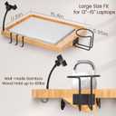 Bedside Shelf for Dorm Bed & Top Bunk, Bamboo Bed Side Table Tray with Cup Phone Holder & Hooks, Bedside Caddy, Clip on Nightstand Bedside Storage College Dorm Room Essentials (Bamboo-1)