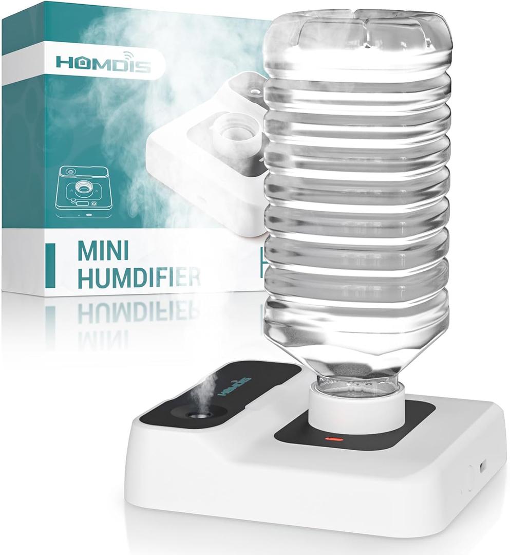 Portable Humidifiers for Travel, Small Mini Humidifier with Auto Shut-Off, Nightlight and Storage Bag for Hotel, Bedroom or Office, Plant Humidifier Indoor, White