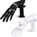 Yalikop 2 Pack Resin Mannequin Hand Jewelry Display Holder Stand for Ring Bracelet Necklace Home Table Decor