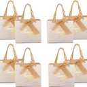 TKSBAG 50 Pack Small Thank You Gift Bags with Handles, 5.5''x 2.5''x4.7'' Mini White Gift Bags Bulk for Baby Shower, Birthday, Wedding, Party Favors