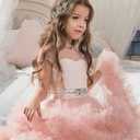 Stunning V-Back Luxury Pageant Tulle Ball Gowns for Girls, Pink,Size 4