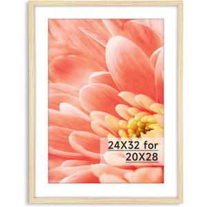 HLiWEGNS Oak 24x32 Frame - Single Frame - Rustic Woodgrain 24 x 32 Poster Frame for Pictures 20x28 with Mat or 24x32 Picture Frame Without Mat for Wall Gallery Display - Ideal Christmas Day