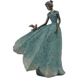 Guichifun Fairy Statue Collection Home Decoration - Leaf Angel Girls Resin Home Garden Decor for Outside or Inside Rustic Fairy Garden Outdoor Yard Figurines Gifts for Women 8.5 x 5.25 x 12 Inch