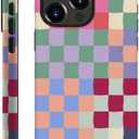 Case Compatible with iPhone 12 Pro Max,Hybrid 2-Layer Hard Shell,Shockproof Soft for Girl Women,Mixed Color Checkerboard