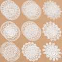 Mimorou 18 Pieces 12 Inch Lace Doilies for Tables Crochet Doilies Vintage Cotton Lace Coasters Handmade Round Placemats Rustic Table Decor for Kitchen Dining Room Wedding Cup Vase Decoration (White)