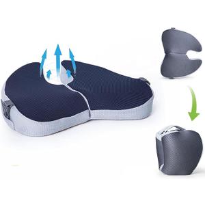 Small Travel Seat Cushion for Airplane,Portable Foldable Seat Cushion,Sciatica Pain Relief with Built-in Handles-Memory Foam Chair Cushions to Enhance Posture & Back Pain,for Car, Office, Gaming (