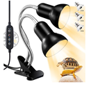 NBIIUYIGE Reptile Heat Lamp, Turtle Lamp with Cycle Timer,DualHead UVA UVB, Heat Lamp for Lizard Reptiles,Bearded Dragon Hermit Crab Snake Turtle Basking Light, Separate Control Heat Lamp Bulb