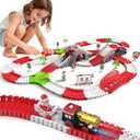 Christmas Track Toy Set - 262 PCS Christmas Race Track Playset - Christmas Theme Race Track Toy Set - Flexible DIY Christmas Train Track Set for Boys Girls, Great Toys for Kids Age 3+