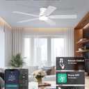 52'' Low Profile Ceiling Fan with Light, White Flush Mount Ceiling Fan for Low Ceilings, Quiet DC Motor, App/Remote Control, Modern Overhead Fan for Bedroom Living Room