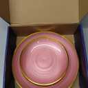 N9R 60PCS Pink Plastic Plates with Gold Rim 30 Dinner & 30 Dessert Plates, Circular Ribbed Design, Elegant Disposable Plates for Weddings, Events, Banquets, Special Occasions (Translucent Pink)