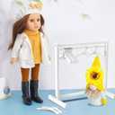 Civaner 11 Pcs Doll Garment Rack with Wooden Clothes Hanger for 18 Inch Girl Doll Clothes Mini Hangers Wardrobe Furniture Accessories for Dollhouse Baby Shower Supplies (White)