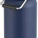128 oz Insulated Water Jug with Straw Lid and Handle, One Gallon Stainless Steel Double Vacuum Water Bottle for Hot & Cold Drinks - Sweat Proof, Great for Travel, Hiking, Camping - Dark Blue