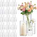64 Pack Thick Glass Cylinder Vases 4,6,9,12 Inch Tall Clear Flower Vase Hurricane Floating Candle Holder for Table Centerpiece Wedding Home Decor