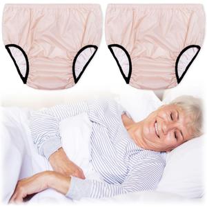 2 Pics Plus Size Adult Leak-Proof Underwear for Incontinence,Low Noise Reusable Waterproof Adult Underwear,Plastic Pants for Adults Nude 3XL