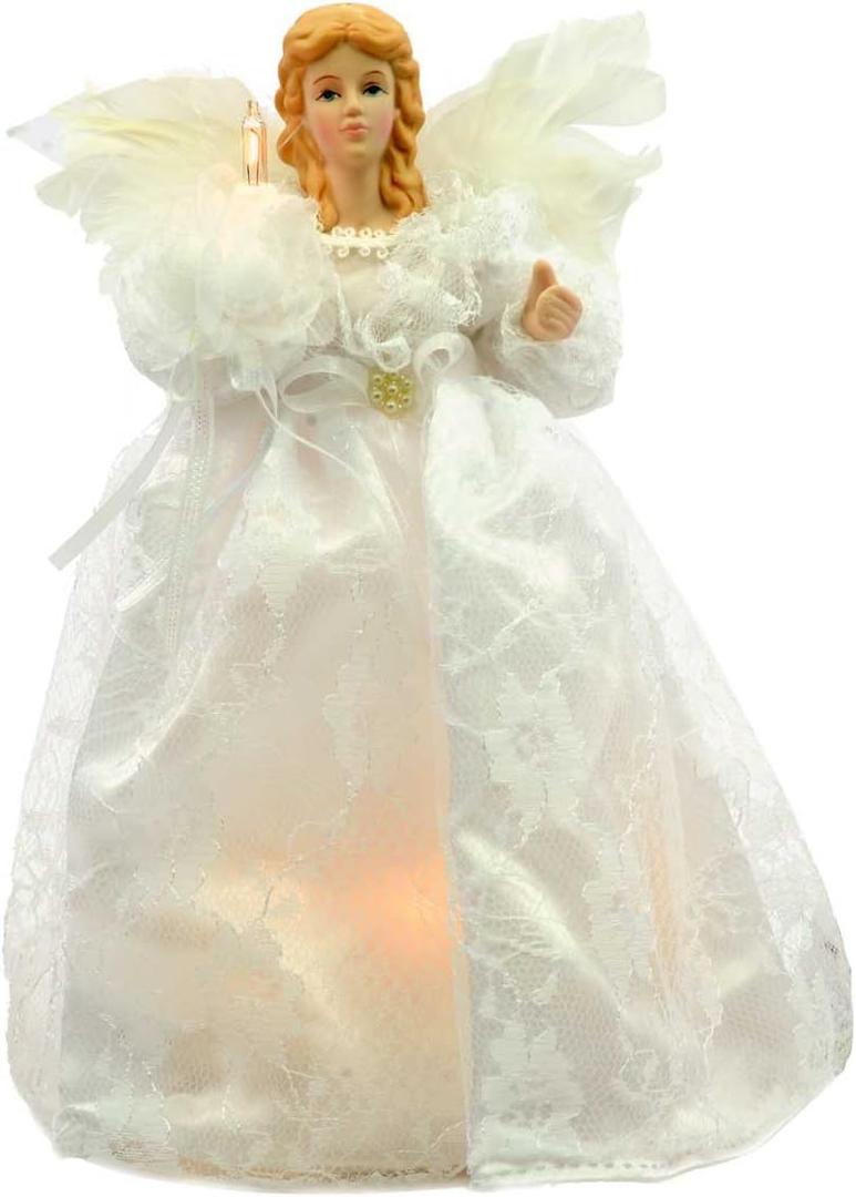 Kurt Adler 10-Light 9-Inch White Angel Treetop