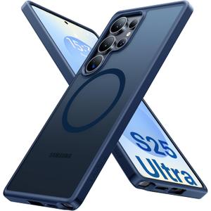 TORRAS for Samsung Galaxy S25 Ultra Case, Fit for MagSafe, 4X Military Grade Protection, Translucent Slim Magnetic Shockproof TPU/PC Case for Samsung S25 Ultra Case, Navy Blue