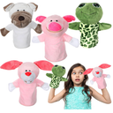 4 Pcs Hand Puppet Animal with Working Mouth 9.8 Inch Animal Puppet Soft Plush Toy for Storytelling Theater Preschool Birthday Gifts
