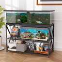 DALEMHOME 55-75 Gallon Fish Tank Stand, 49.2 x 19.7x 31.5 Inch,Industrial Aquarium Stand with Power Outlet and Switch, Turtle Tank, Reptile Terrariums and Breeder Tank Stand, Black
