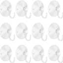 12 Pieces Small Suction Cups with Hooks 1.2 inch Clear Plastic Sucker Hooks for Glass Window Wall Festivals Parties Theme Carnival Decoration Door Bathroom Kitchen