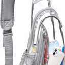 Clear Sling Bag, Stadium Approved PVC Crossbody Backpack, Clear Casual Chest Daypack for Hiking, Stadium or Concerts (Grey)