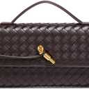 Trendy Woven Evening Clutch Purses Women Underarm Shoulder Handbag Cute Satchels Crossbody Purse PU Leather Wallet