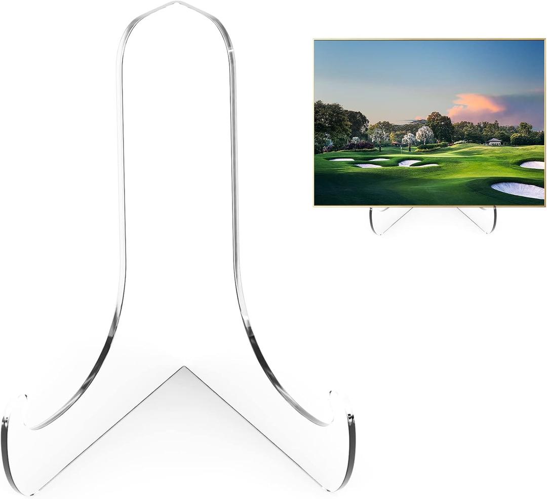 Boloyo 60-Degree Angle Acrylic Plate Display Stand , 6 Inch 2PC Clear Acrylic Display Holder Easel Base for Home Office Kitchen School Art Display