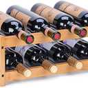 Bamboo Wine Rack - 2-Tier Countertop Display Shelf for 8 Bottles