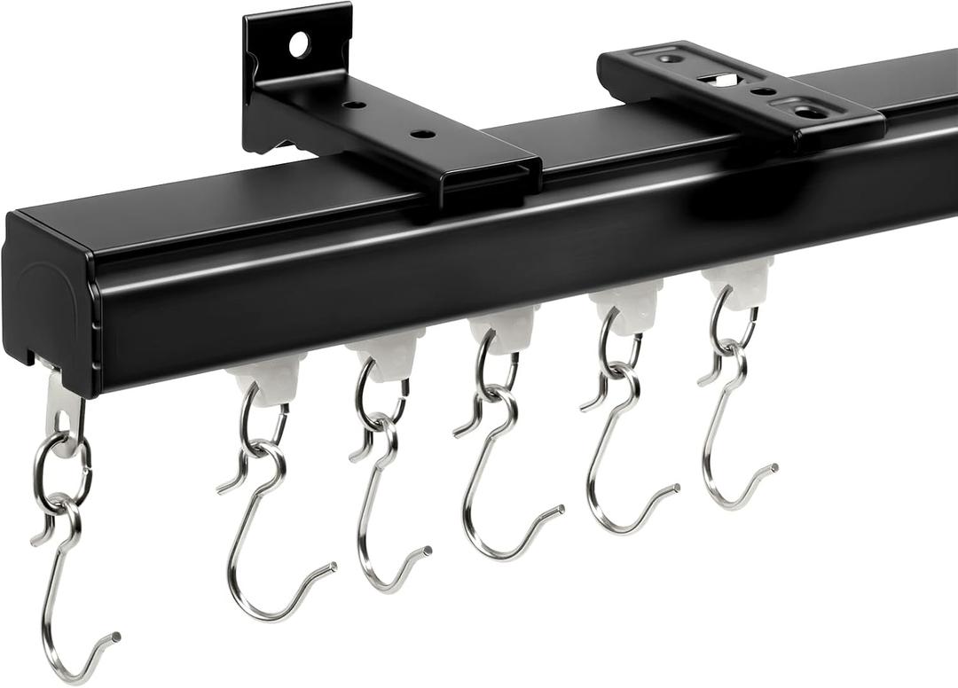 Aluminum Ceiling Curtain Track Black 12-15 ft 1 Pack Wall Mount