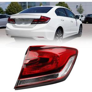 Dasbecan Right Passenger Side Tail Light Assembly with Bulb Compatible with 2013 2014 2015 Honda Civic 4-Door Sedan Brake Rear Lamp Replaces# HO2805102 33500-TR0-A51