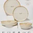 Pokini 32 Piece Dinnerware Set for 8 with Pasta Bowls, Yellow White Reactive Glaze Stoneware | All‑in‑One Host Set for Entertaining, Holiday Meals, Multi‑Course Dish Set | Unique Irregular Look