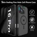 YFEMLAZ Magnetic for iPhone 16 Pro Case,with Screen Protectors X2,Full Camera Protection,Compatible with MagSafe,Translucent Matte,Anti-FingerprintShockproof Protective Phone Case,6.3",Black