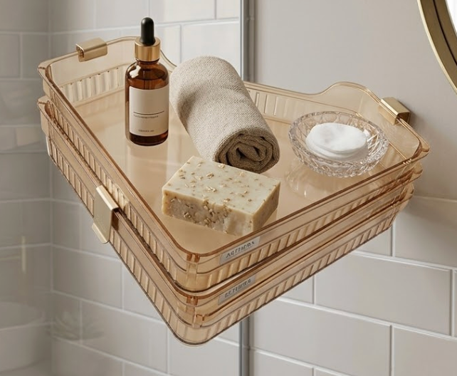 Wall Shelves No Drilling Bathroom Storage Rack for Shower Essentials Space-saving Adhesive Shelves for Toiletries and Sundries 23.5x10