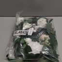 Ling's Moment 5FT White Artificial Flower Garland Fake Rose Green Leaves Floral Garland Arch Flowers Vine for Wedding Party Backdrop Decor Mantel Home Table Centerpieces Window Decorations