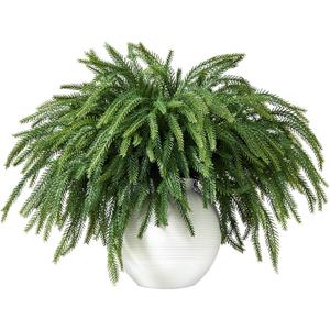 16 Pcs Christmas Norfolk Pine Branches,19" Real Touch Artificial Faux Norfolk Pine Stems,Artificial Cedar Pine Stems, Artificial Greenery,Suitable for Vases, DIY Wreaths,Home and Garden Decorations