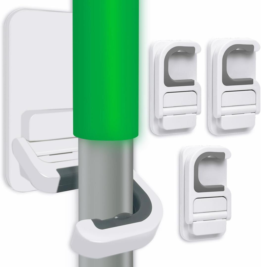 3pack Broom and Mop Holder Wall Mount No Drill Mop and Broom Gripper Mop Handle Hanger Household Cleaning Organizer, Holds up to 6 lb