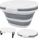 Collapsible Bucket with Multi-Function Lid, 4.2 Gallon (16L) 4-in-1 Foldable Bucket for Camping, Fishing, Car Wash, Foot Soak & Toy Storage, Portable Space Saving Bucket