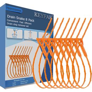 8 Pack 25inch Drain Snake Clog Remover, Drain Hair Remover, Sink Snake Drain Auger Cleaner Tool For Bath Tub, Toilet, Kitchen Sink, Sewer