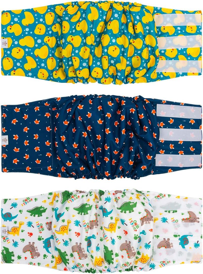 CuteBone Belly Wrap Male Dog Washable Puppy Diapers Reusable Doggie Diapers XLarge 3pcs a Pack DM02XL