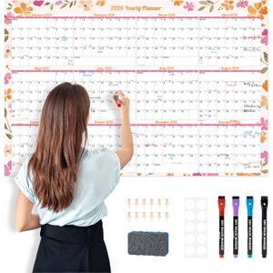 EYROZILL 2026-2027 Full Year Wall Calendar 48"x32", Large Paper Folded Calendar for School Office Business (Feb 2026 - Dec 2027)