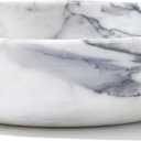 6.7" Decorative Bowl - Natural Marble Key Bowl & Centerpiece (White & Grey)