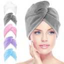 AIDEA Microfiber Hair Towel Wrap, 5 Pack Turbans, Super Absorbent Quick Dry for All Hair Types, Anti-Frizz Accessories for Women, 26"10"