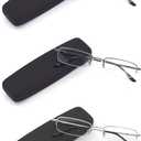 HIGHLIKE 2 or 3 -Pack Blue Light Blocking Reading Glasses with Hard Cases, Semi Frame Spring Hinge Readers Glasses