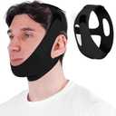 Anti Snoring Chin Strap Adjustable, High Elasticity Traceless Chin Strap for Sleeping, Effective Anti Snoring Device, Snore Stopper Breathable and Durable for Adult, Black, M