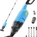 Handheld Pool Vacuum Above Ground Pool, 4-Section Detachable Pole | 18 GPM Powerful Suction, 60 mins Runtime, 120m Fine Filter, Cordless Pool Cleaner for Leaves, Sand and Debris, Blue