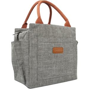 Joymee Lunch Bag Women Insulated Lunch Box Reusable Leakproof Large Spacious Tote for Women Men Adult with Bottle Holder and Side Pockets for Work Picnic Travel - Grey (04 Gray)