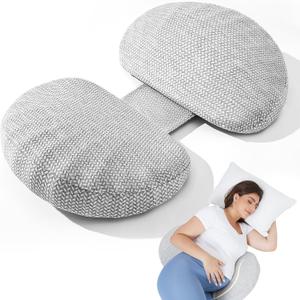 Pregnancy Pillow for Sleeping Memory Foam Pillow for Side Sleeper, Maternity Pillow Support for Back, Belly, HIPS for Pregnant Women, Portable and Adjustable Travel Wedge Pillows Grey (Grey)