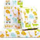 Gift Wrapping Paper for Baby Boys Girls Infant Kids, 6 Sheets Forest Animals Lion Giraffe Elephant Monkey Crocodile Wrapping Paper Sheet, 20 x 30 Inch Gift Paper for Baby Shower Birthday Kindergarten,Pack of 2
