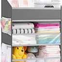 Hanging Diaper Caddy Organizer Crib OrganizerSpacious Baby Girl/Boy Nursery Storage Organizer for Changing Table, Playpen/Wall- Hold 90+ Diaper (Grey)